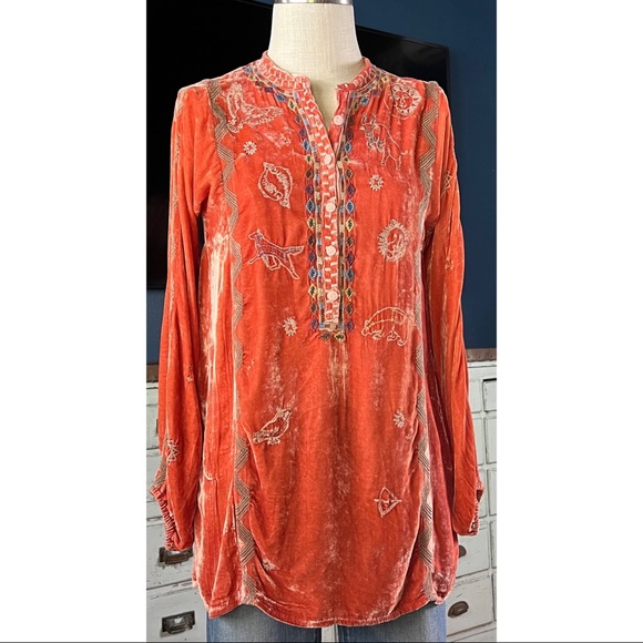 Johnny Was Lyra Whimsical Embroidered Tunic Blouse XS
